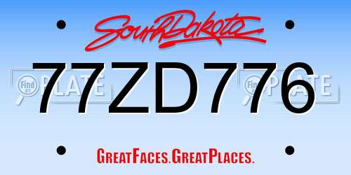 77ZD776 South Dakota License Plate