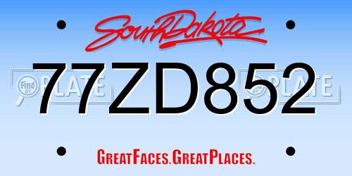 77ZD852 South Dakota License Plate