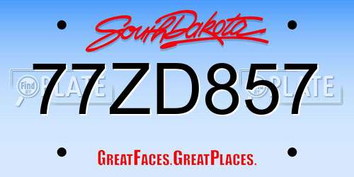 77ZD857 South Dakota License Plate