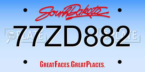 77ZD882 South Dakota License Plate