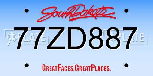 77ZD887 South Dakota License Plate