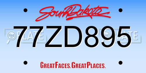 77ZD895 South Dakota License Plate