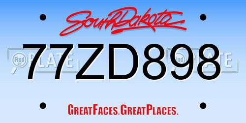 77ZD898 South Dakota License Plate