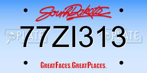 77ZI313 South Dakota License Plate