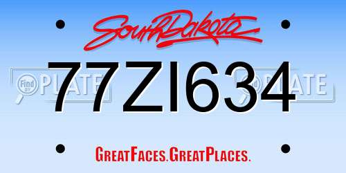 77ZI634 South Dakota License Plate