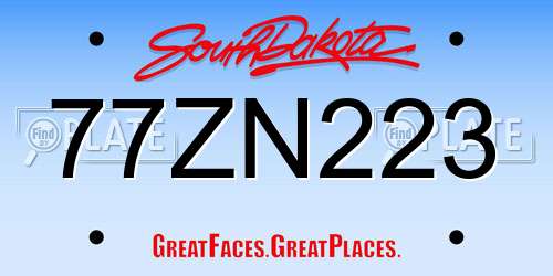 77ZN223 South Dakota License Plate