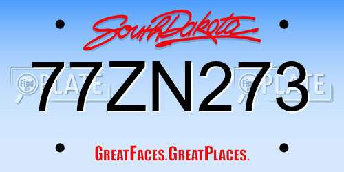 77ZN273 South Dakota License Plate