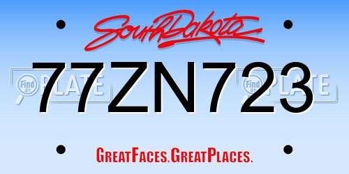 77ZN723 South Dakota License Plate