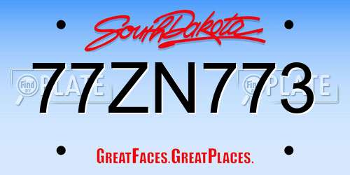 77ZN773 South Dakota License Plate