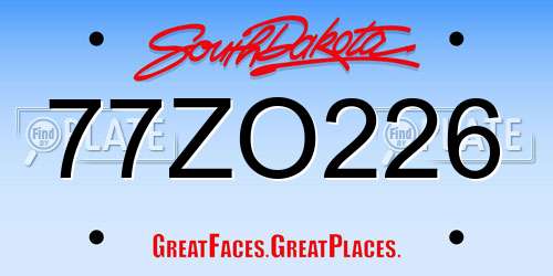 77ZO226 South Dakota License Plate