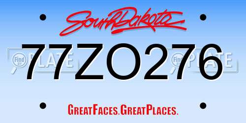 77ZO276 South Dakota License Plate