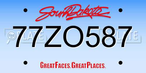 77ZO587 South Dakota License Plate