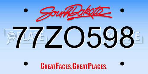 77ZO598 South Dakota License Plate