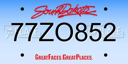 77ZO852 South Dakota License Plate
