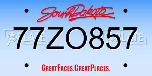 77ZO857 South Dakota License Plate
