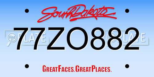 77ZO882 South Dakota License Plate
