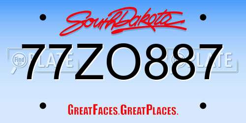 77ZO887 South Dakota License Plate
