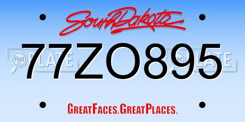 77ZO895 South Dakota License Plate