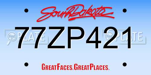 77ZP421 South Dakota License Plate