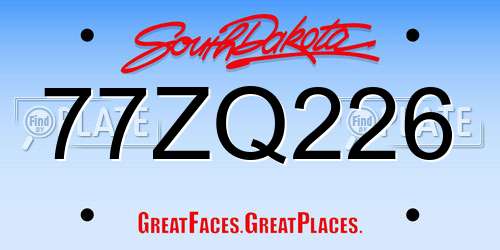 77ZQ226 South Dakota License Plate