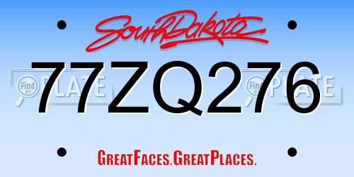 77ZQ276 South Dakota License Plate