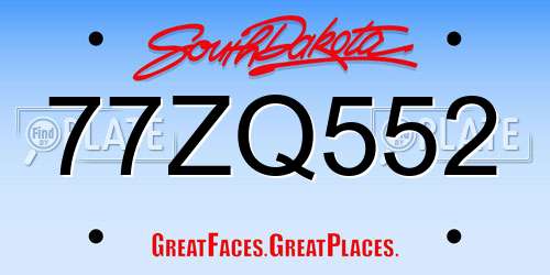 77ZQ552 South Dakota License Plate