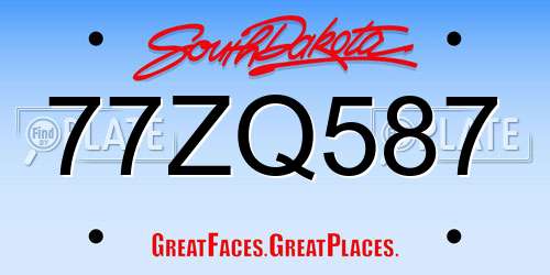 77ZQ587 South Dakota License Plate