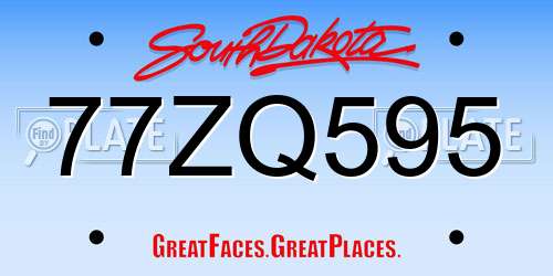 77ZQ595 South Dakota License Plate