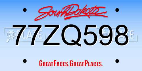 77ZQ598 South Dakota License Plate