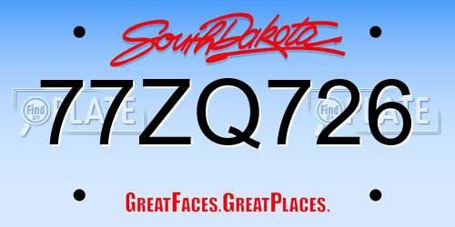 77ZQ726 South Dakota License Plate