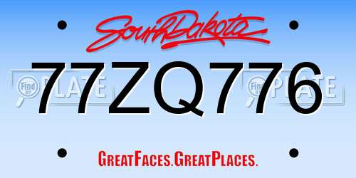 77ZQ776 South Dakota License Plate