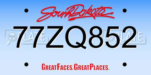 77ZQ852 South Dakota License Plate