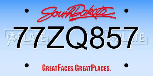 77ZQ857 South Dakota License Plate