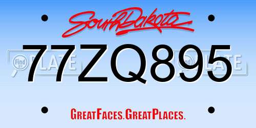 77ZQ895 South Dakota License Plate