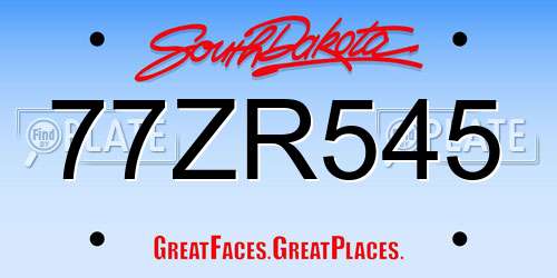 77ZR545 South Dakota License Plate