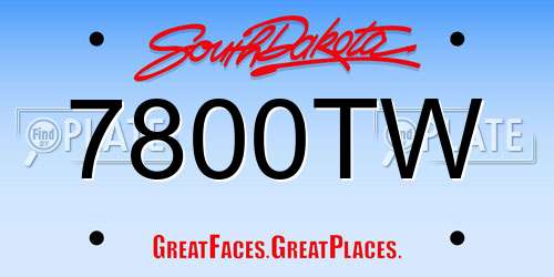 7800TW South Dakota License Plate