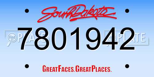7801942 South Dakota License Plate