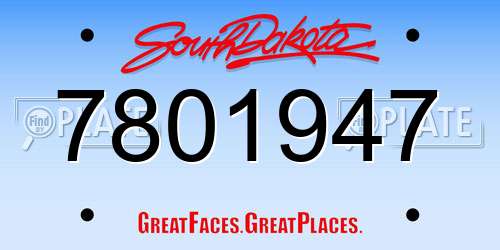 7801947 South Dakota License Plate