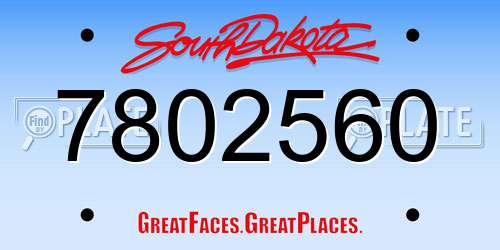 7802560 South Dakota License Plate