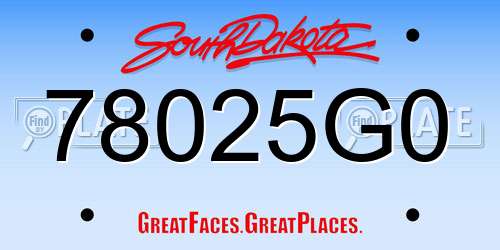 78025G0 South Dakota License Plate