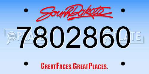 7802860 South Dakota License Plate