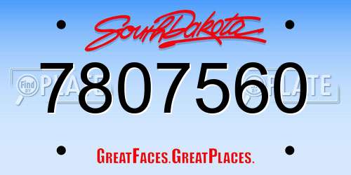 7807560 South Dakota License Plate