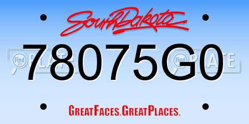 78075G0 South Dakota License Plate