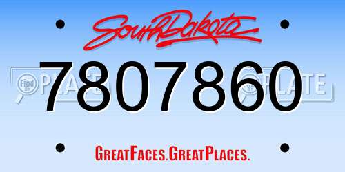 7807860 South Dakota License Plate