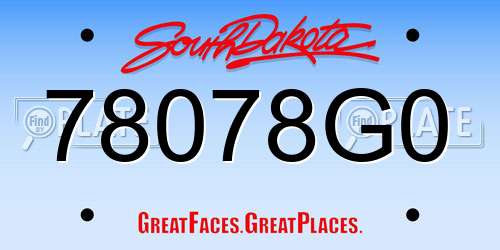 78078G0 South Dakota License Plate
