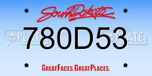 780D53 South Dakota License Plate