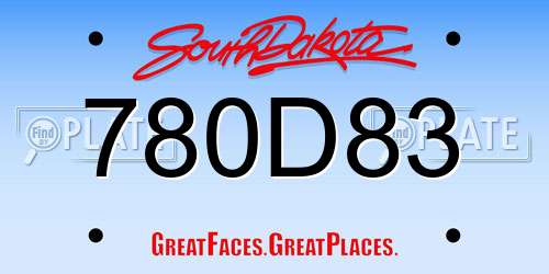 780D83 South Dakota License Plate