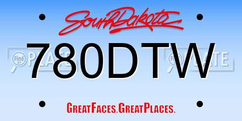 780DTW South Dakota License Plate