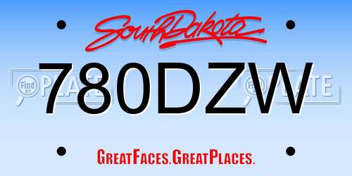 780DZW South Dakota License Plate