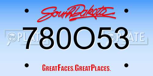 780O53 South Dakota License Plate
